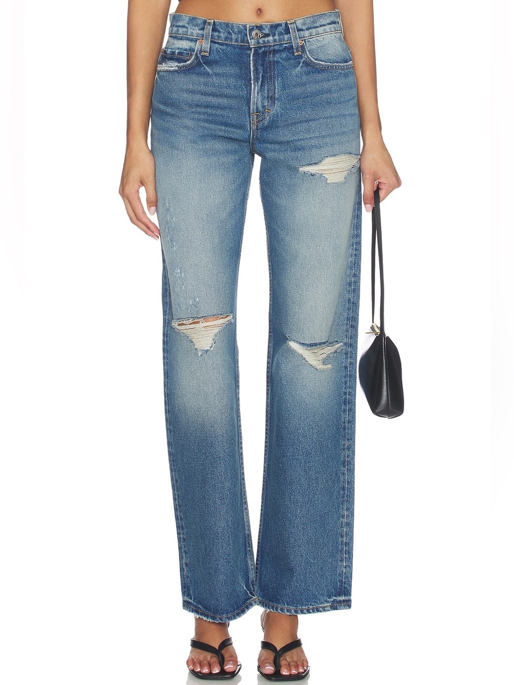 GRLFRND Graham Low Rise Relaxed Straight Jeans Vermont Ave Rips 31